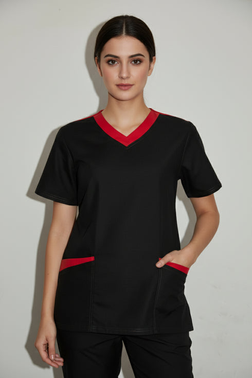 Women's 4-Pocket Rounded V-Neck Scrub
